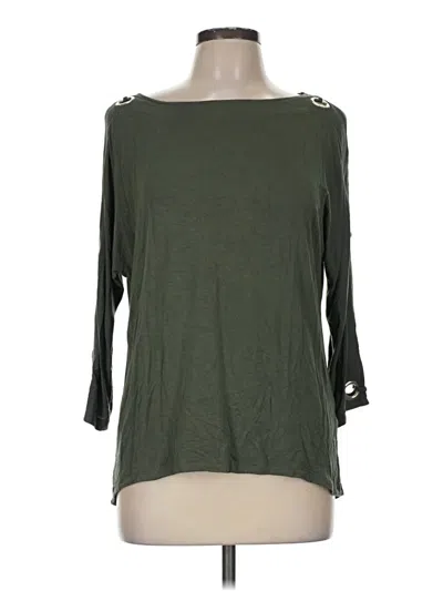 Pre-owned Cable & Gauge 3/4 Sleeve Top Green Boatneck Tops
