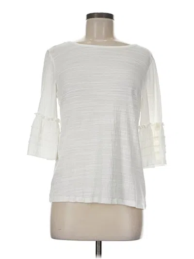 Pre-owned Cable & Gauge 3/4 Sleeve Top Ivory Boatneck Tops