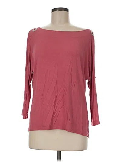 Pre-owned Cable & Gauge 3/4 Sleeve Top Pink Boatneck Tops