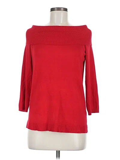 Pre-owned Cable & Gauge 3/4 Sleeve Top Red Boatneck Tops