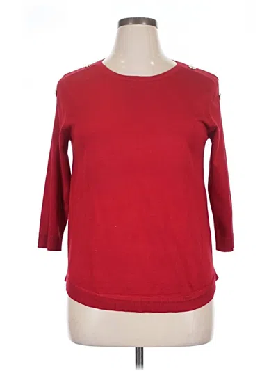 Pre-owned Cable & Gauge 3/4 Sleeve Top Red Boatneck Tops