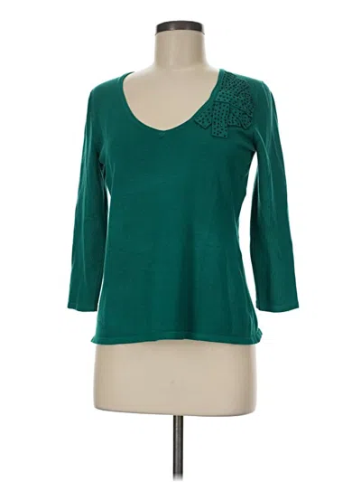 Pre-owned Cable & Gauge 3/4 Sleeve Top Teal Scoop Neck Tops