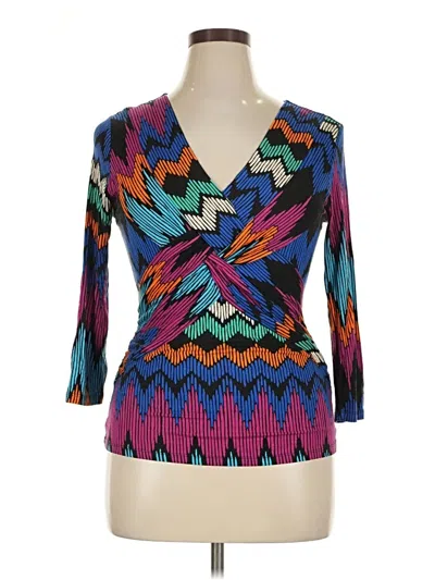 Pre-owned Cable & Gauge 3/4 Sleeve Top Teal V-neck Tops