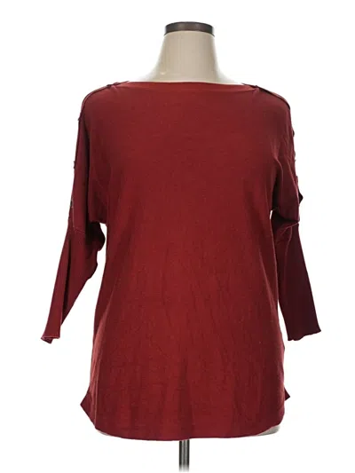 Pre-owned Cable & Gauge 3/4 Sleeve T-shirt In Burgundy