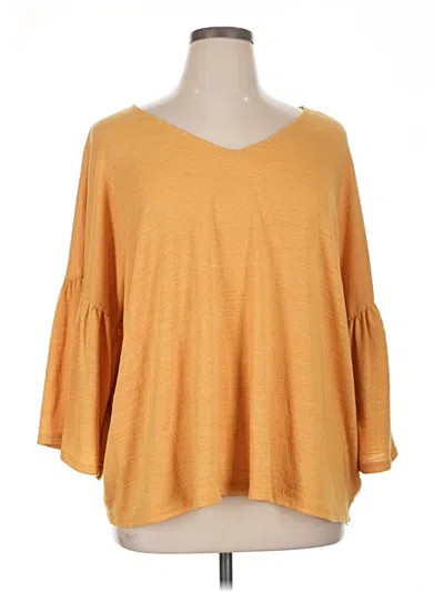 Pre-owned Cable & Gauge 3/4 Sleeve T-shirt In Gold