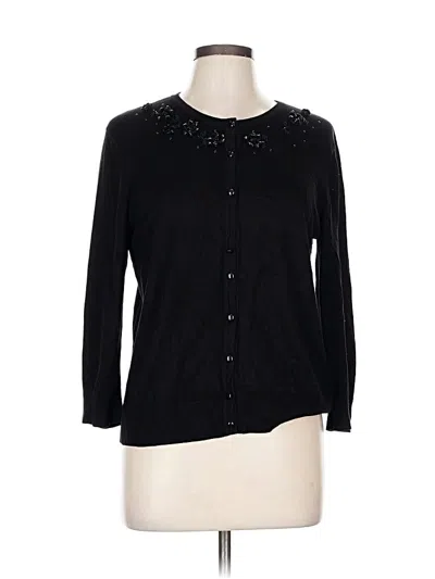 Pre-owned Cable & Gauge Cardigan Sweater In Black