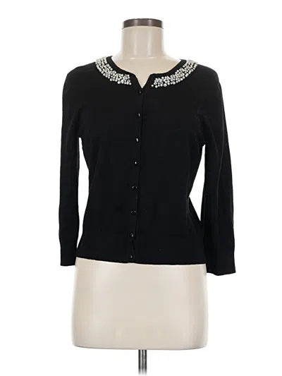 Pre-owned Cable & Gauge Cardigan Sweater In Black