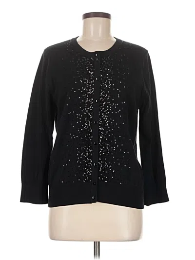 Pre-owned Cable & Gauge Cardigan Sweater In Black