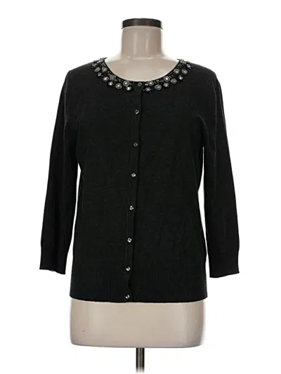 Pre-owned Cable & Gauge Cardigan Sweater In Black