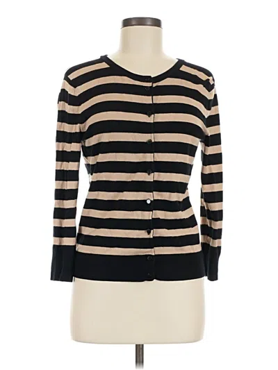 Pre-owned Cable & Gauge Cardigan Sweater In Black
