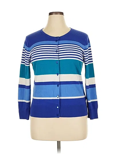 Pre-owned Cable & Gauge Cardigan Sweater In Blue