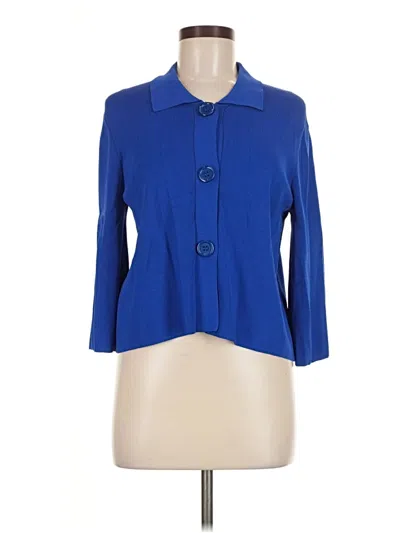 Pre-owned Cable & Gauge Cardigan Sweater In Blue