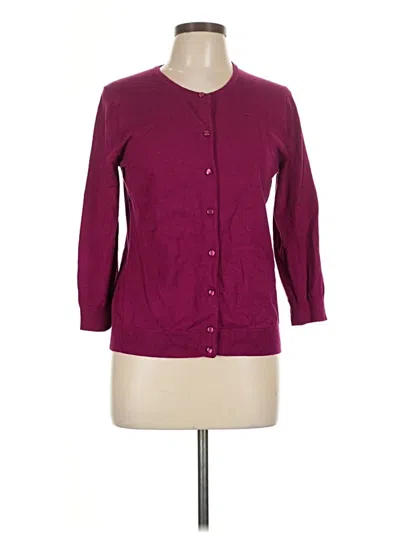 Pre-owned Cable & Gauge Cardigan Sweater In Burgundy