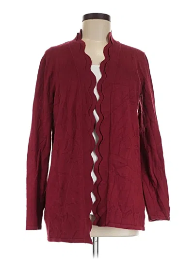 Pre-owned Cable & Gauge Cardigan Sweater In Burgundy