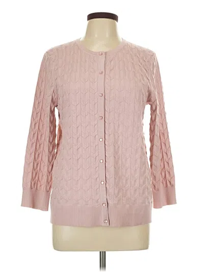 Pre-owned Cable & Gauge Cardigan Sweater In Pink