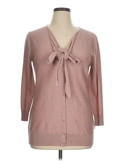 Pre-owned Cable & Gauge Cardigan Sweater In Pink