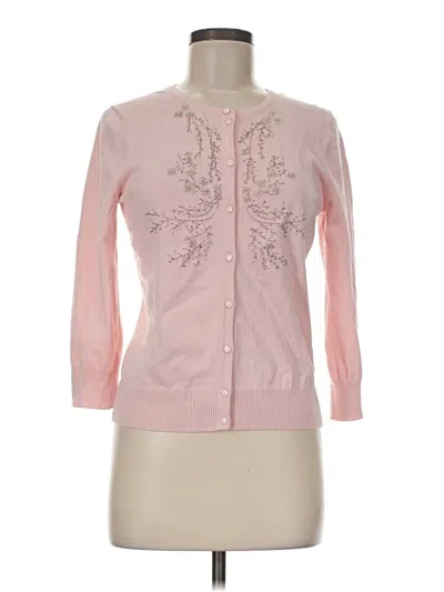 Pre-owned Cable & Gauge Cardigan Sweater In Pink