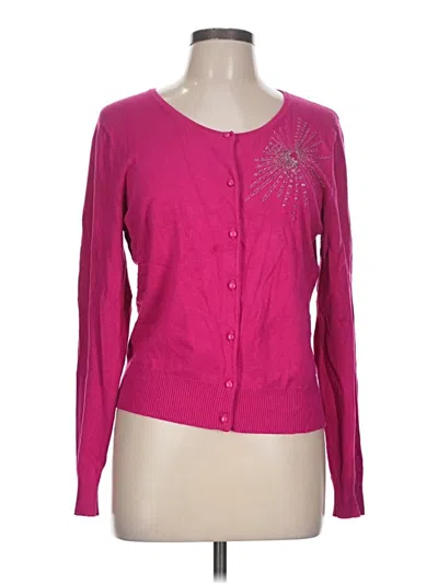 Pre-owned Cable & Gauge Cardigan Sweater In Pink