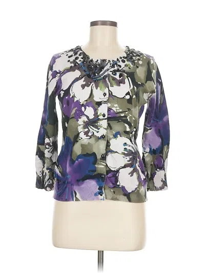 Pre-owned Cable & Gauge Cardigan Sweater In Purple