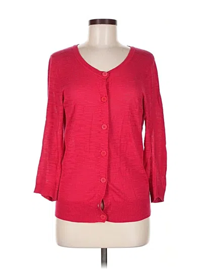 Pre-owned Cable & Gauge Cardigan Sweater In Red
