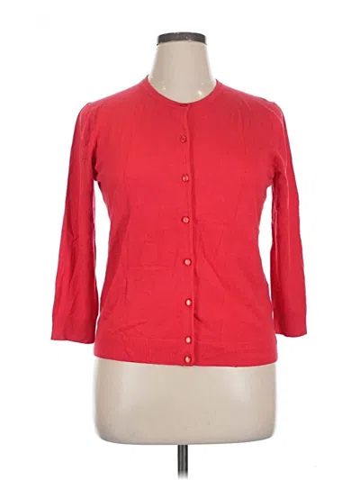 Pre-owned Cable & Gauge Cardigan Sweater In Red