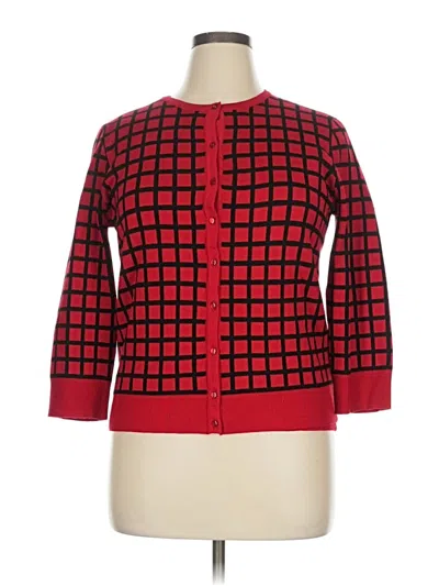 Pre-owned Cable & Gauge Cardigan Sweater In Red