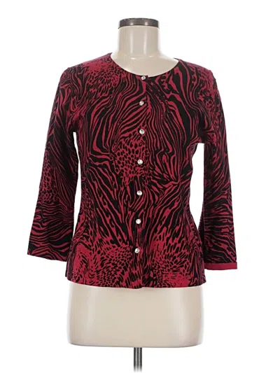 Pre-owned Cable & Gauge Cardigan Sweater In Red