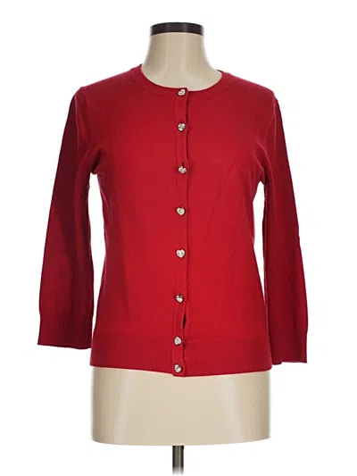 Pre-owned Cable & Gauge Cardigan Sweater In Red
