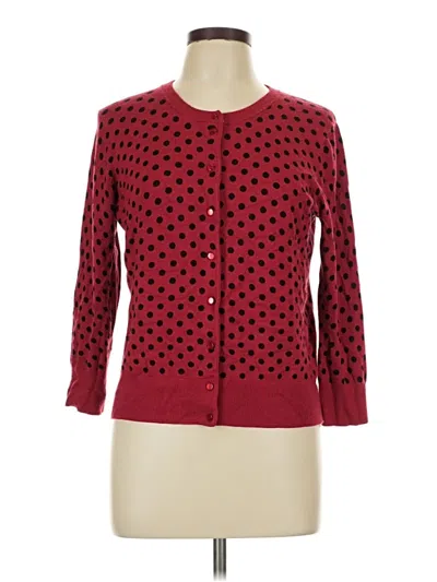 Pre-owned Cable & Gauge Cardigan Sweater In Red