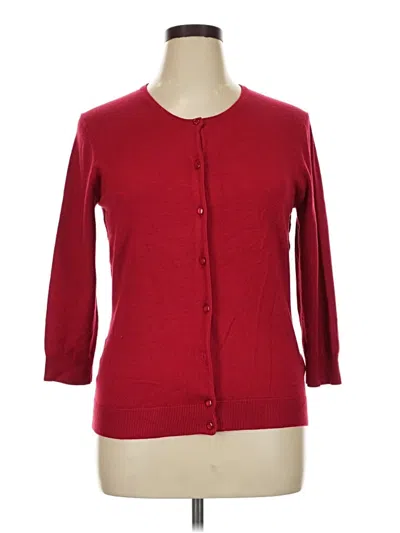 Pre-owned Cable & Gauge Cardigan Sweater In Red
