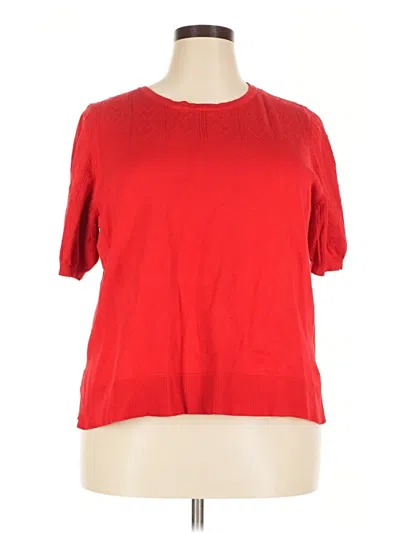 Pre-owned Cable & Gauge Cardigan Sweater In Red