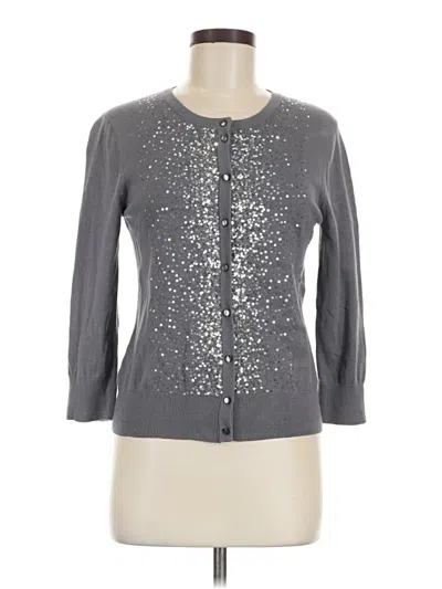 Pre-owned Cable & Gauge Cardigan Sweater In Silver