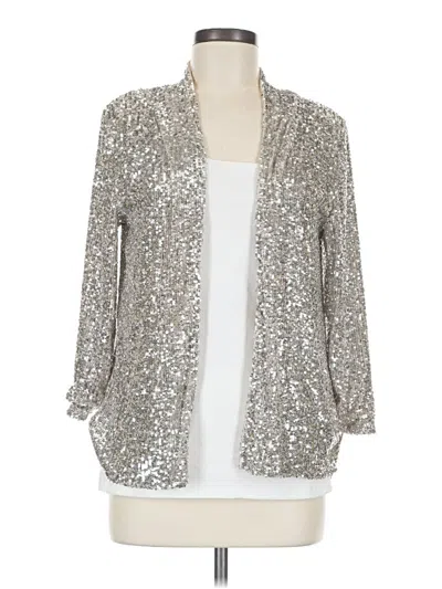 Pre-owned Cable & Gauge Cardigan Sweater In Silver
