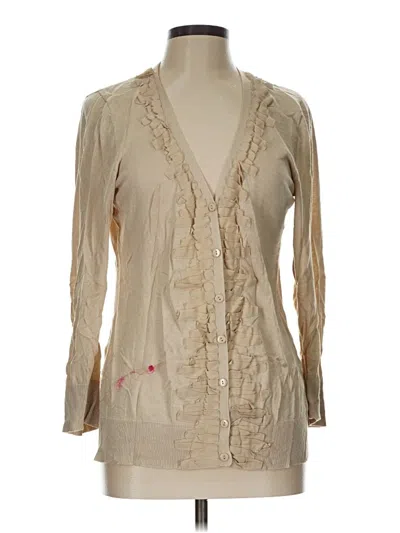 Pre-owned Cable & Gauge Cardigan Sweater In Tan
