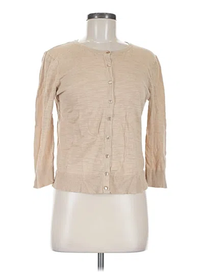 Pre-owned Cable & Gauge Cardigan Sweater In Tan