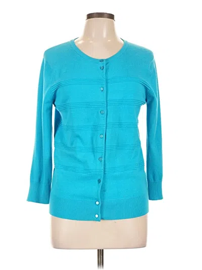 Pre-owned Cable & Gauge Cardigan Sweater In Teal