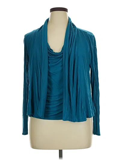 Pre-owned Cable & Gauge Cardigan Sweater In Teal