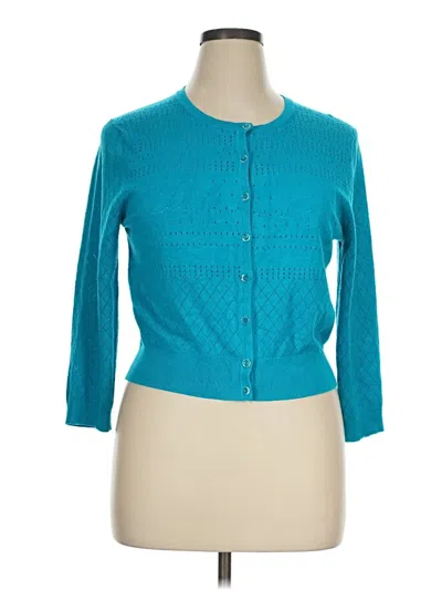 Pre-owned Cable & Gauge Cardigan Sweater In Teal