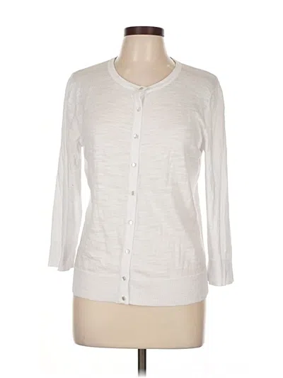 Pre-owned Cable & Gauge Cardigan Sweater In White