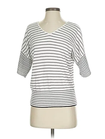 Pre-owned Cable & Gauge Cardigan Sweater In White