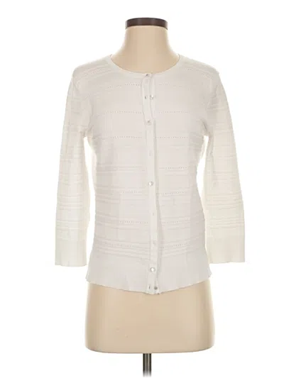 Pre-owned Cable & Gauge Cardigan Sweater In White