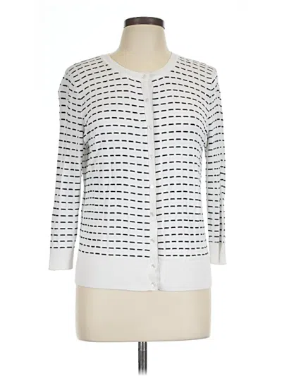 Pre-owned Cable & Gauge Cardigan Sweater In White