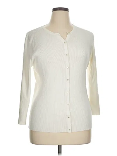 Pre-owned Cable & Gauge Cardigan Sweater In White