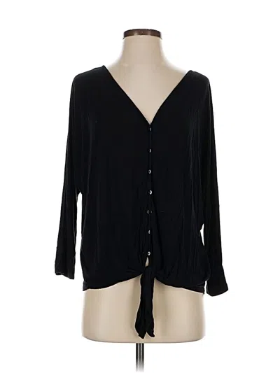 Pre-owned Cable & Gauge Long Sleeve Blouse In Black