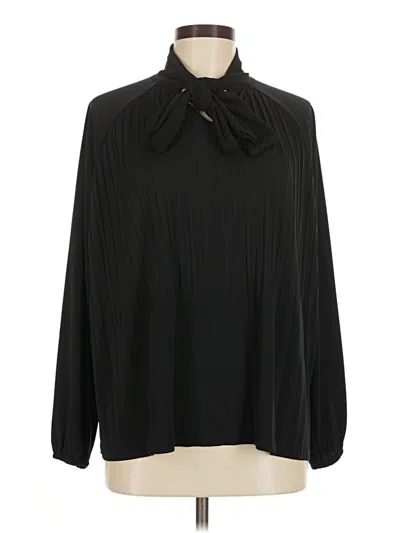 Pre-owned Cable & Gauge Long Sleeve Blouse In Black