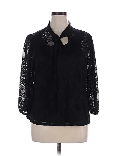 Pre-owned Cable & Gauge Long Sleeve Blouse In Black