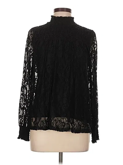 Pre-owned Cable & Gauge Long Sleeve Blouse In Black