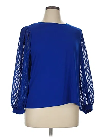 Pre-owned Cable & Gauge Long Sleeve Blouse In Blue
