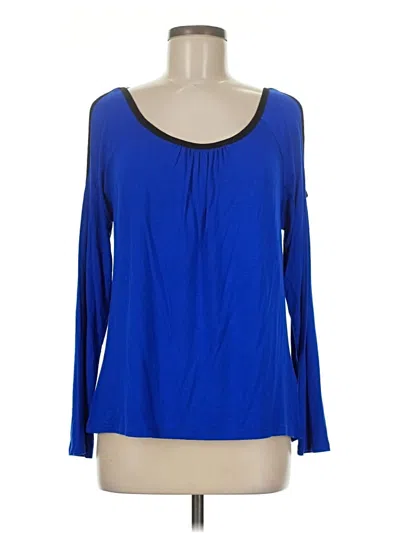 Pre-owned Cable & Gauge Long Sleeve Blouse In Blue