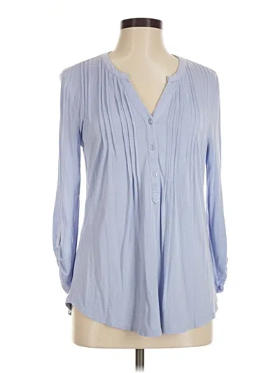 Pre-owned Cable & Gauge Long Sleeve Blouse In Blue